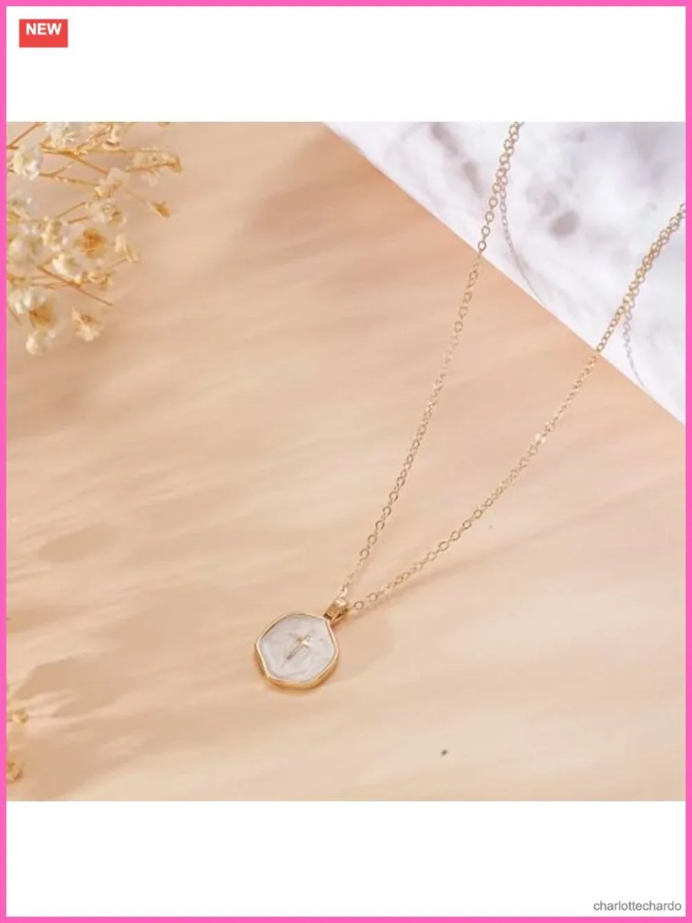 14K Gold Over Brass Cross Necklace Adjustable Faith Pendant Baptism Gift